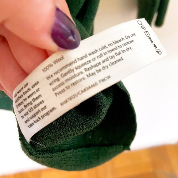 Eileen Fisher Pine Green Knit Wool Sweater, Size Medium - Picture 5 of 6